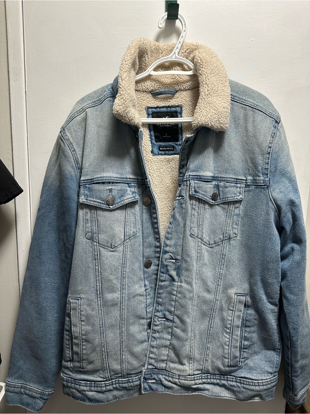 Hollister Light Blue Denim Sherpa Jacket